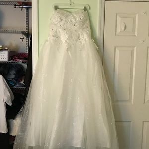 Lace and sequins wedding dress.